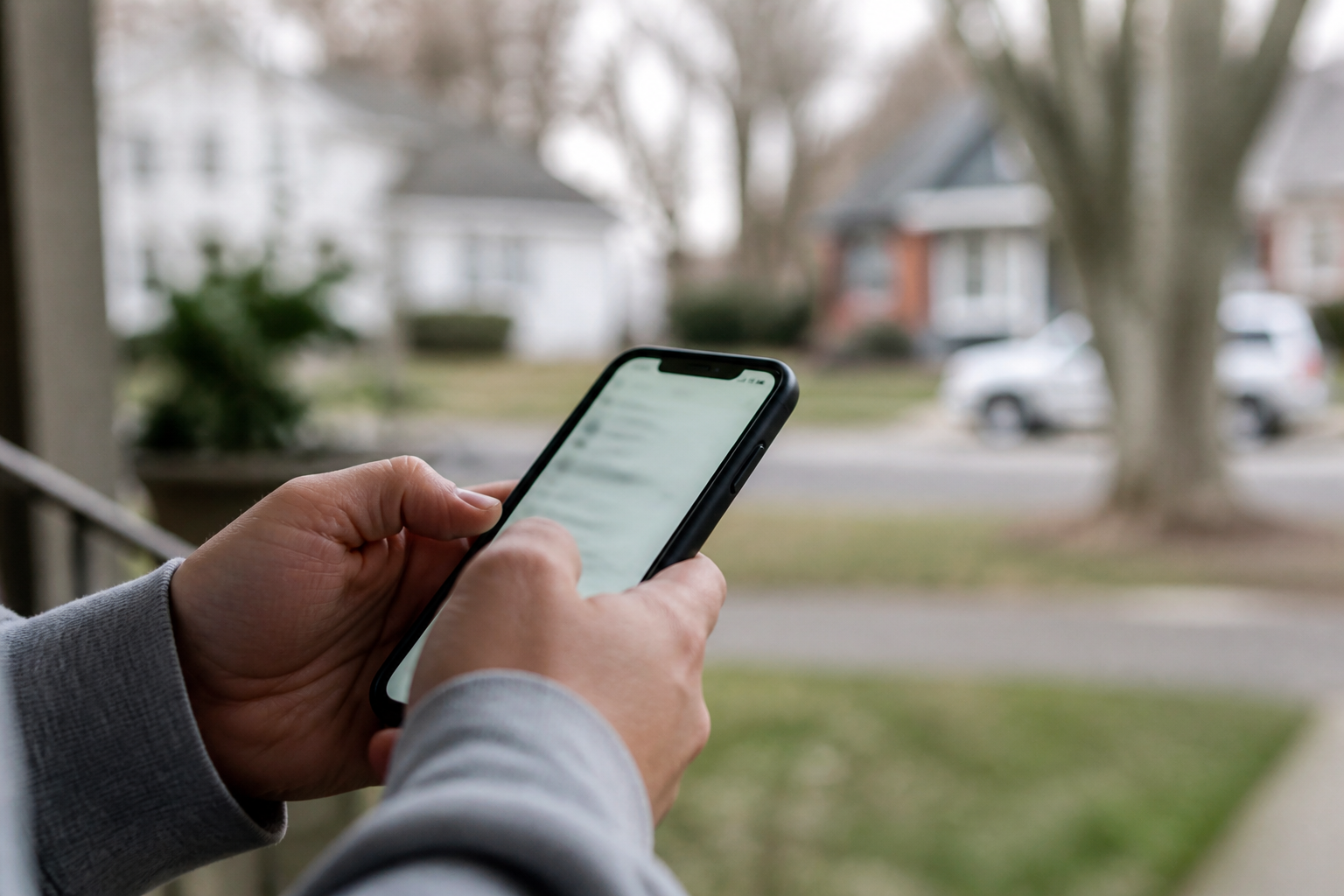 Someone searching local services on a phone